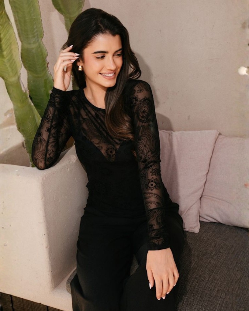 Liberte Mesh Bluse Sort
