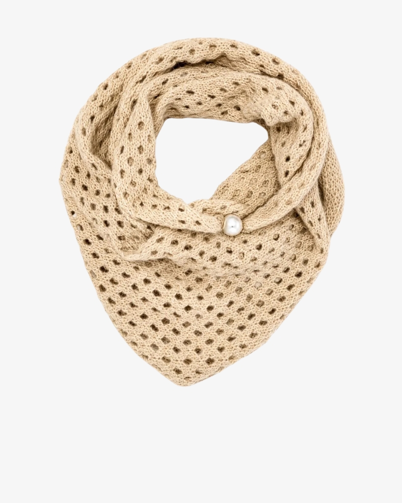 Lisbeth Merrild Hæklet Tørklæde Beige