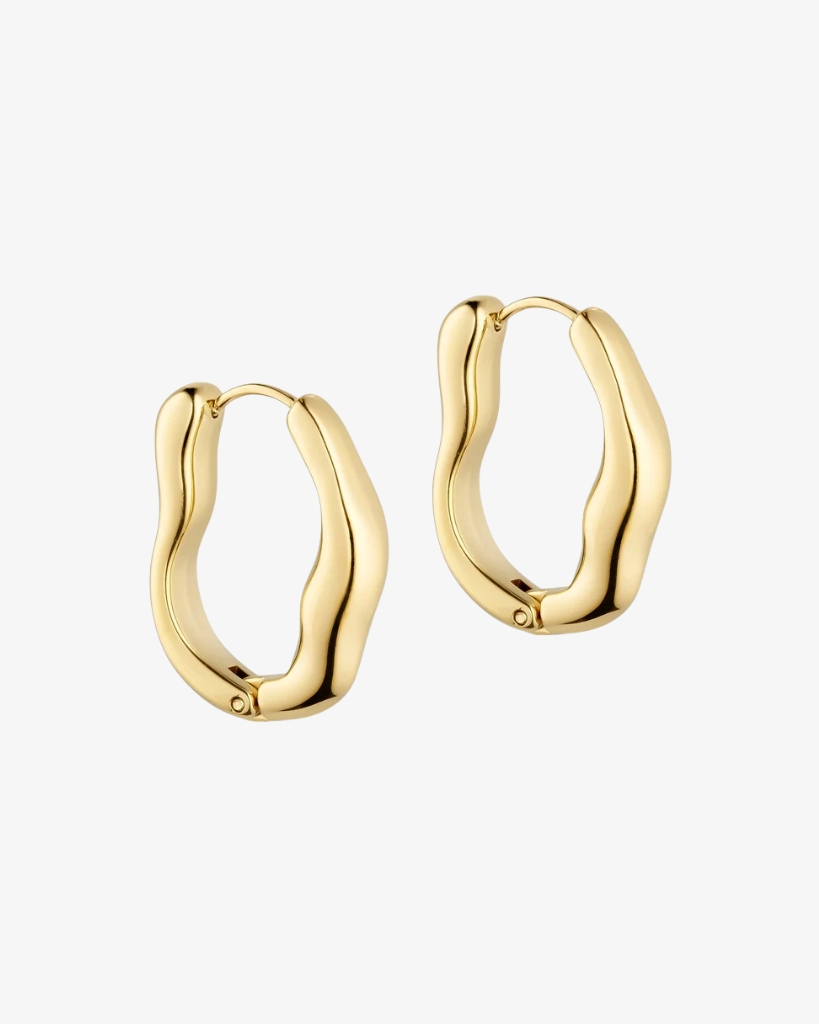 Marea Wave Oblong Øreringe Guld