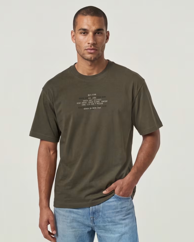 G-Star Multi Text Relaxed T-Shirt Oliven