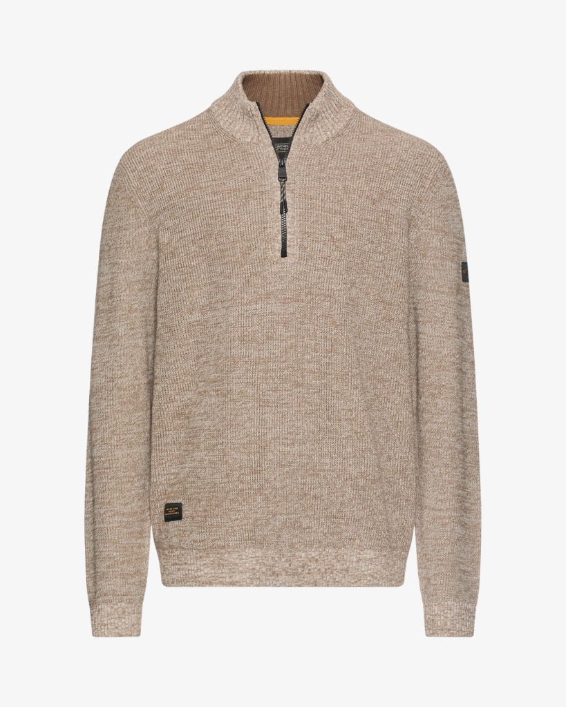 Camel Half-zip Strik Beige