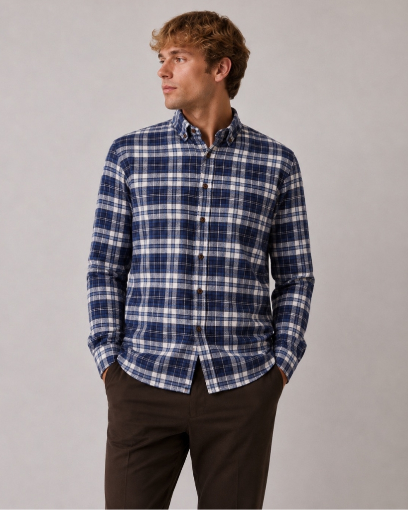 Clean Cut Eske Ternet Flannel Skjorte Blå
