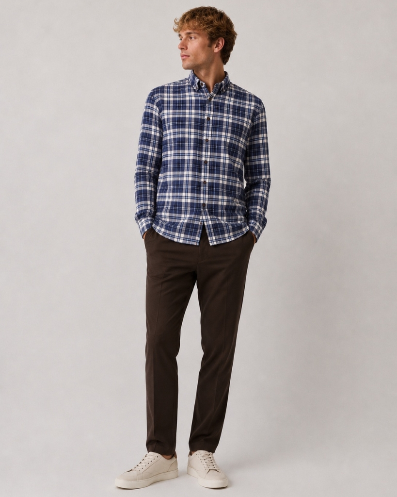 Clean Cut Eske Ternet Flannel Skjorte Blå
