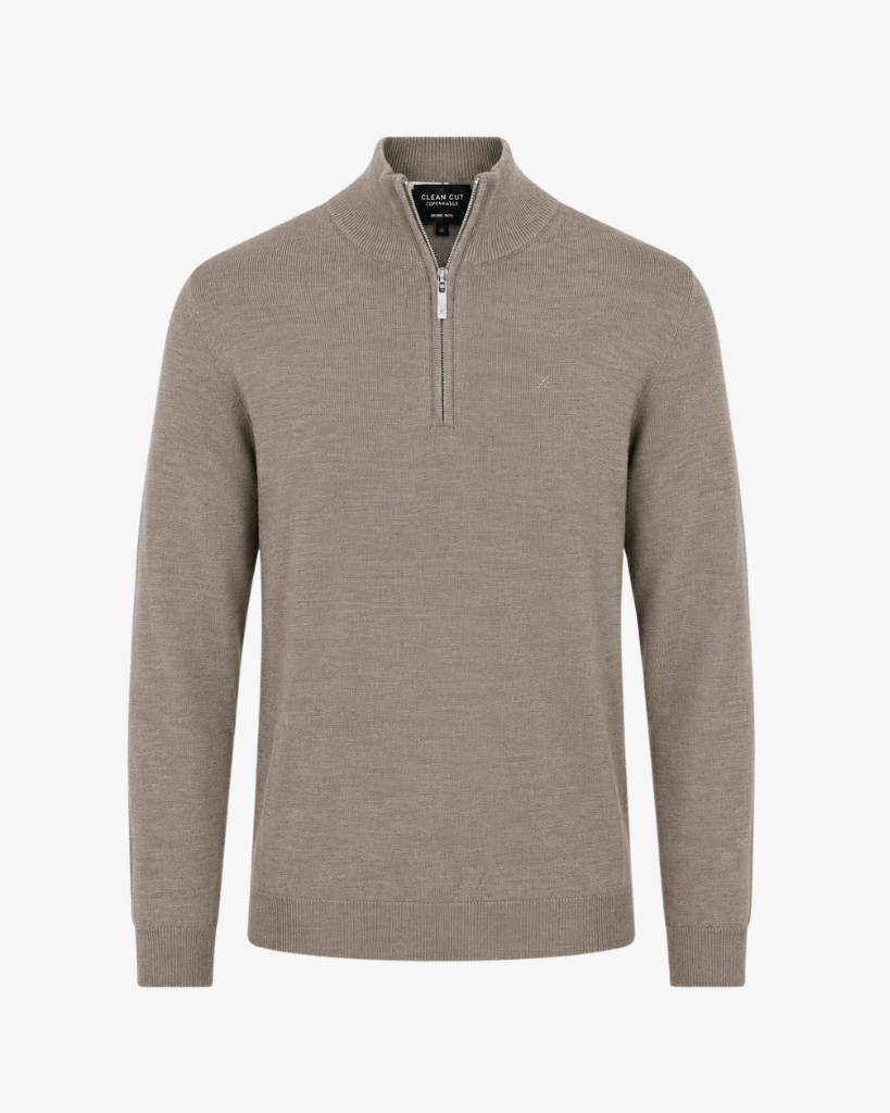 Clean Cut Merino Half-zip Strik Sand