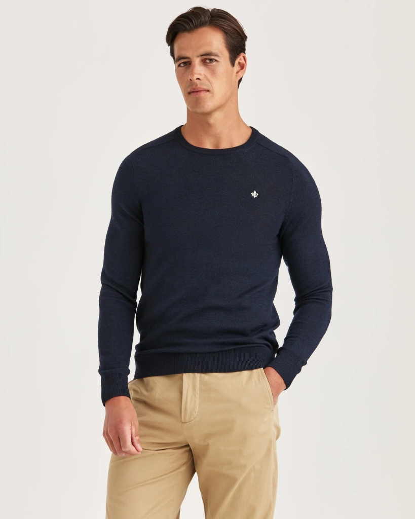 Morris Merino O-Neck Strik Navy