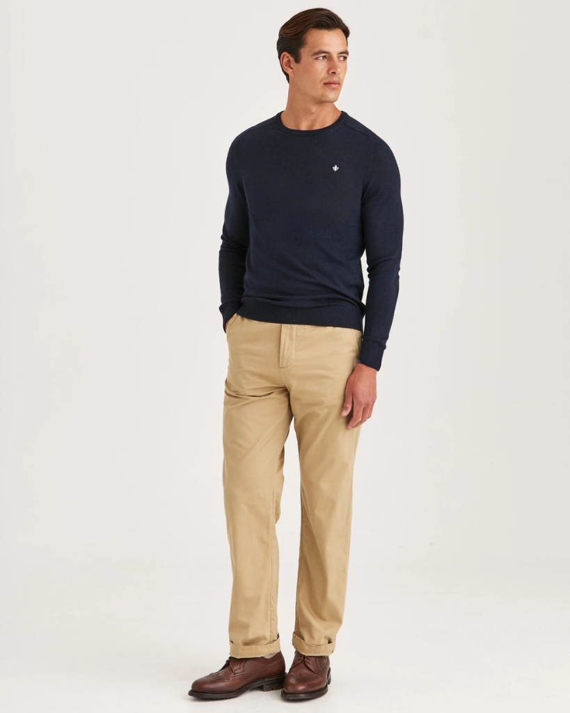 Morris Merino O-Neck Strik Navy