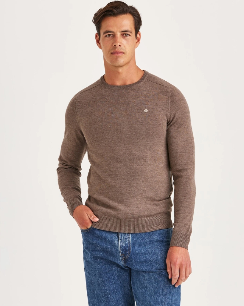 Morris Merino O-Neck Strik Brun