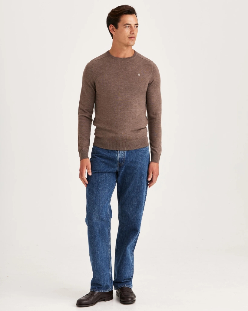 Morris Merino O-Neck Strik Brun
