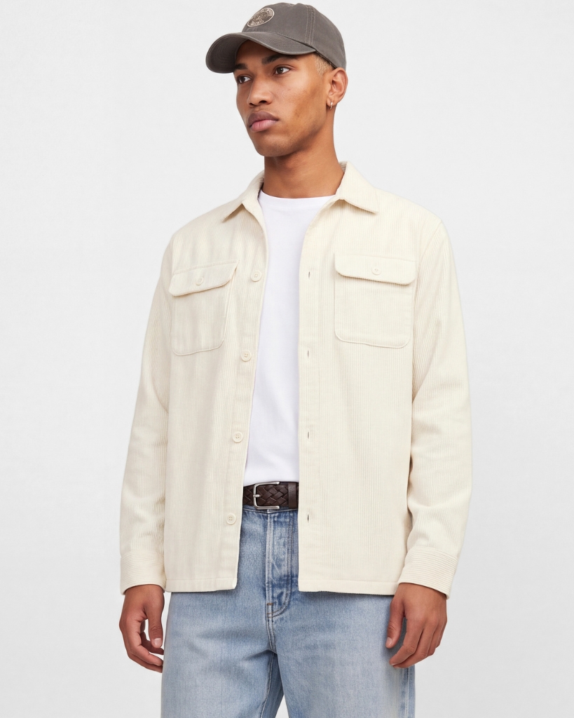 Jack Jones Regent Cord Overshirt Lys Sand