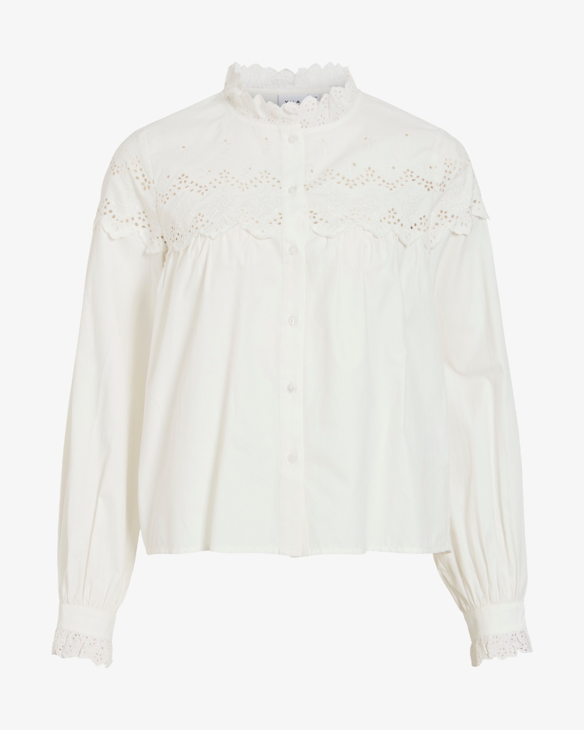 Vila Vifima Frill Skjorte Hvid